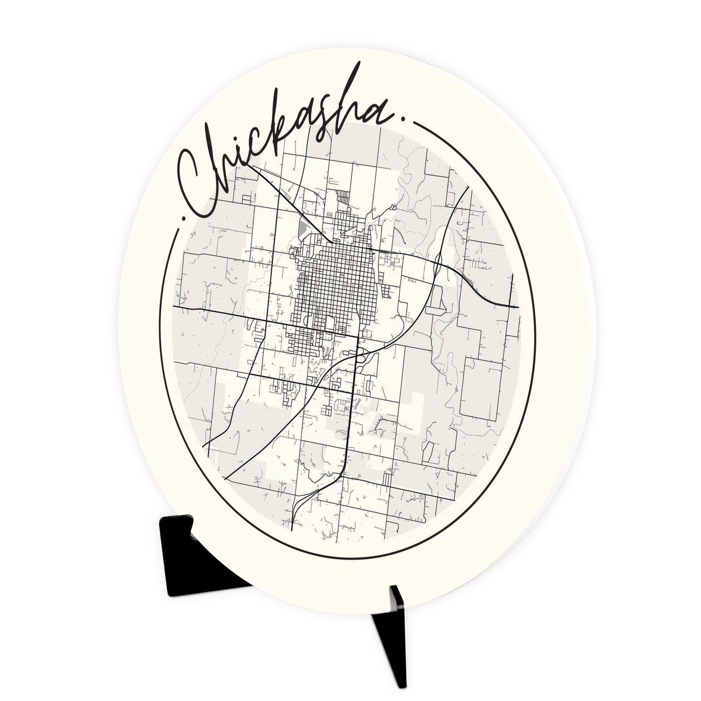 Modern Minimalist Oklahoma Chickasha Map | Wood Sign | Eaches | Min 1