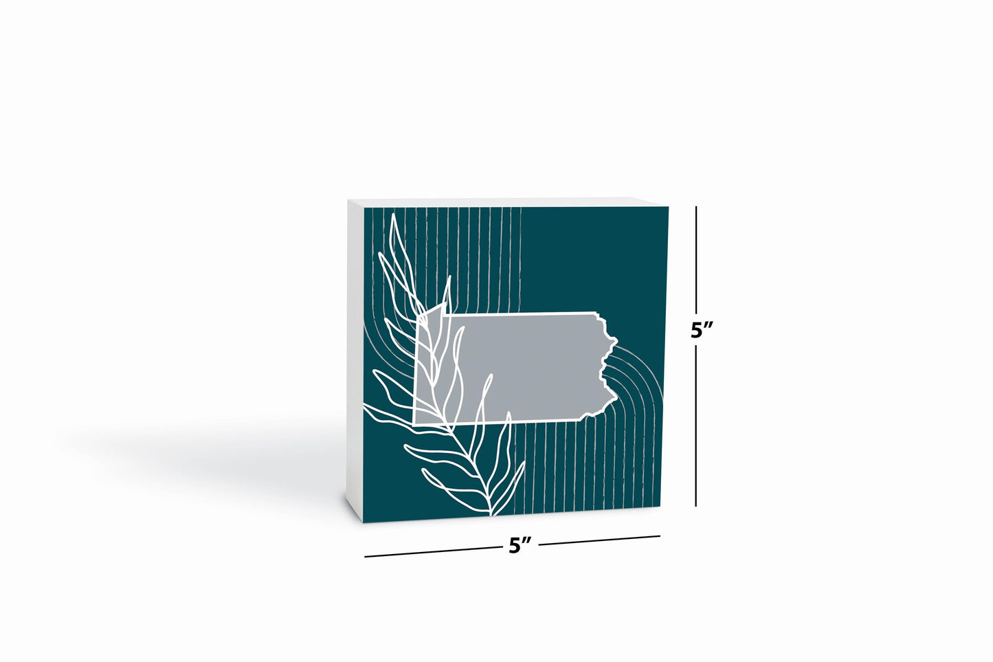 Modern Minimalist Pennsylvania Shape With Leaf | Wood Block | Eaches | Min 4