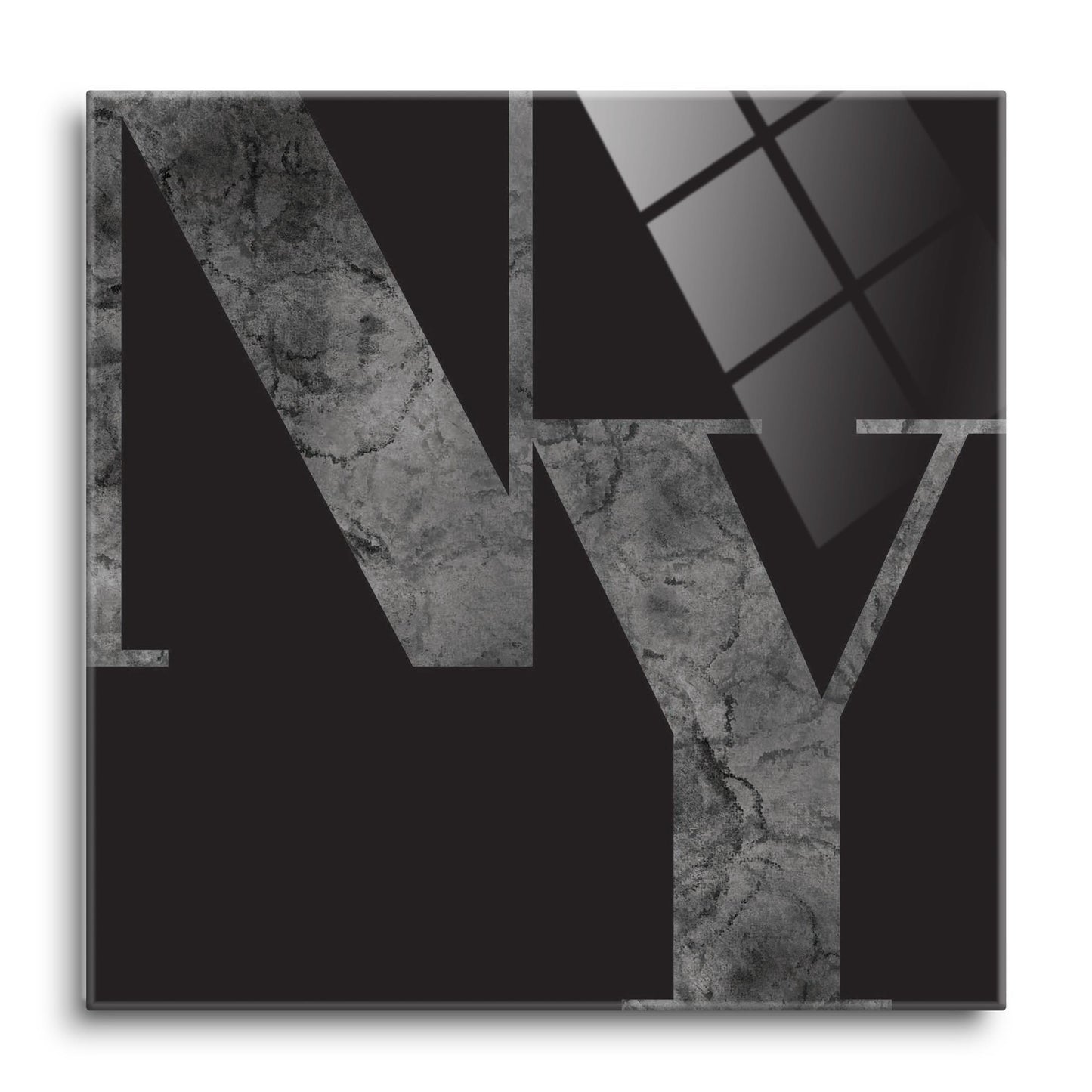 Minimalistic B&W New York Black Initials | Hi-Def Glass Art | Eaches | Min 1
