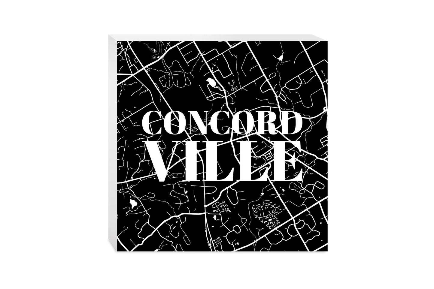 Minimalistic B&W Pennsylvania Concordville Map | Wood Block | Eaches | Min 2