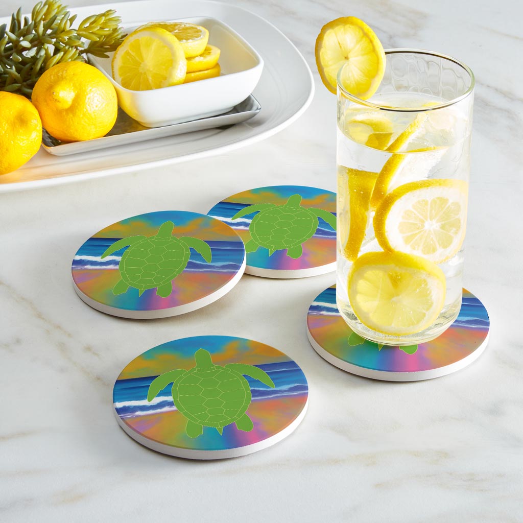 Florida Green Sea Turtle Icon| Absorbent Coasters | Set of 4 | Min 2