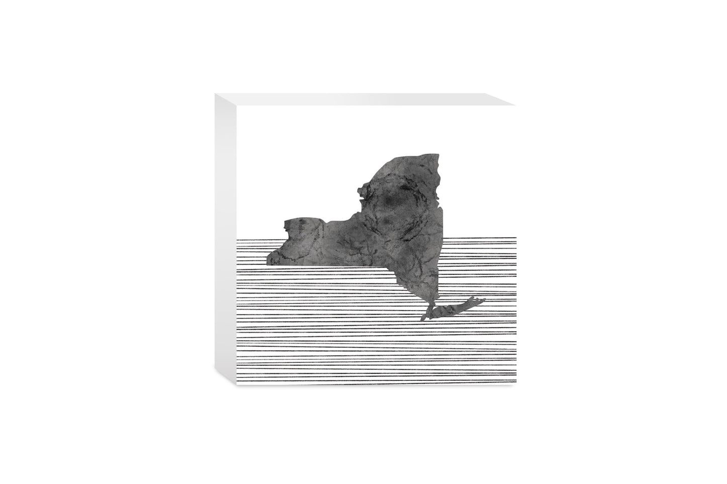 Minimalistic B&W New York Shape Straight Lines | Wood Block | Eaches | Min 4