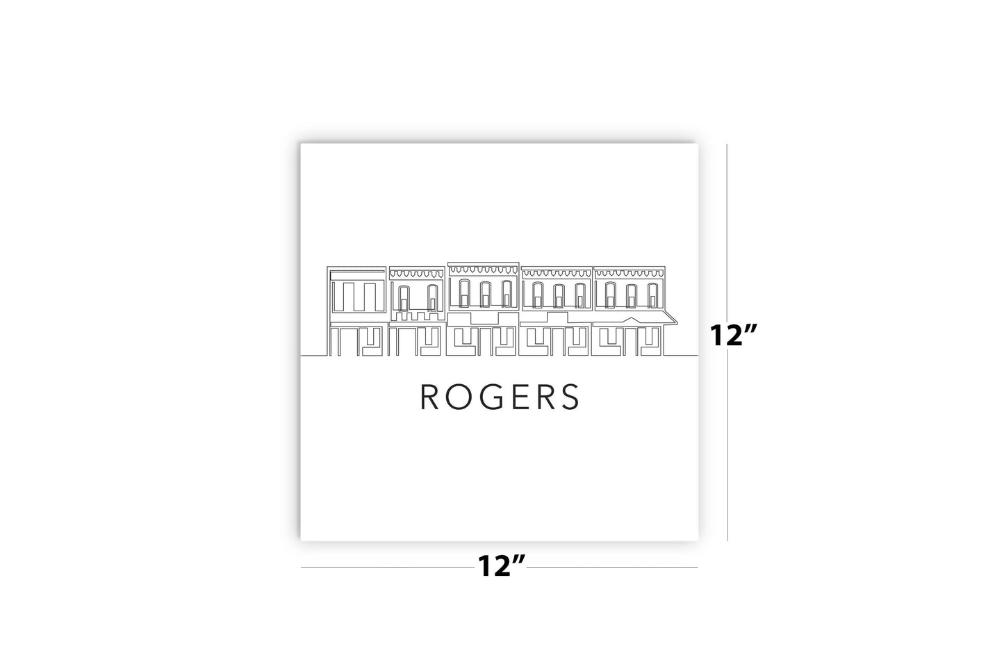 Minimalist B&W Arkansas Rogers Skyline | Wood Sign | Eaches | Min 2