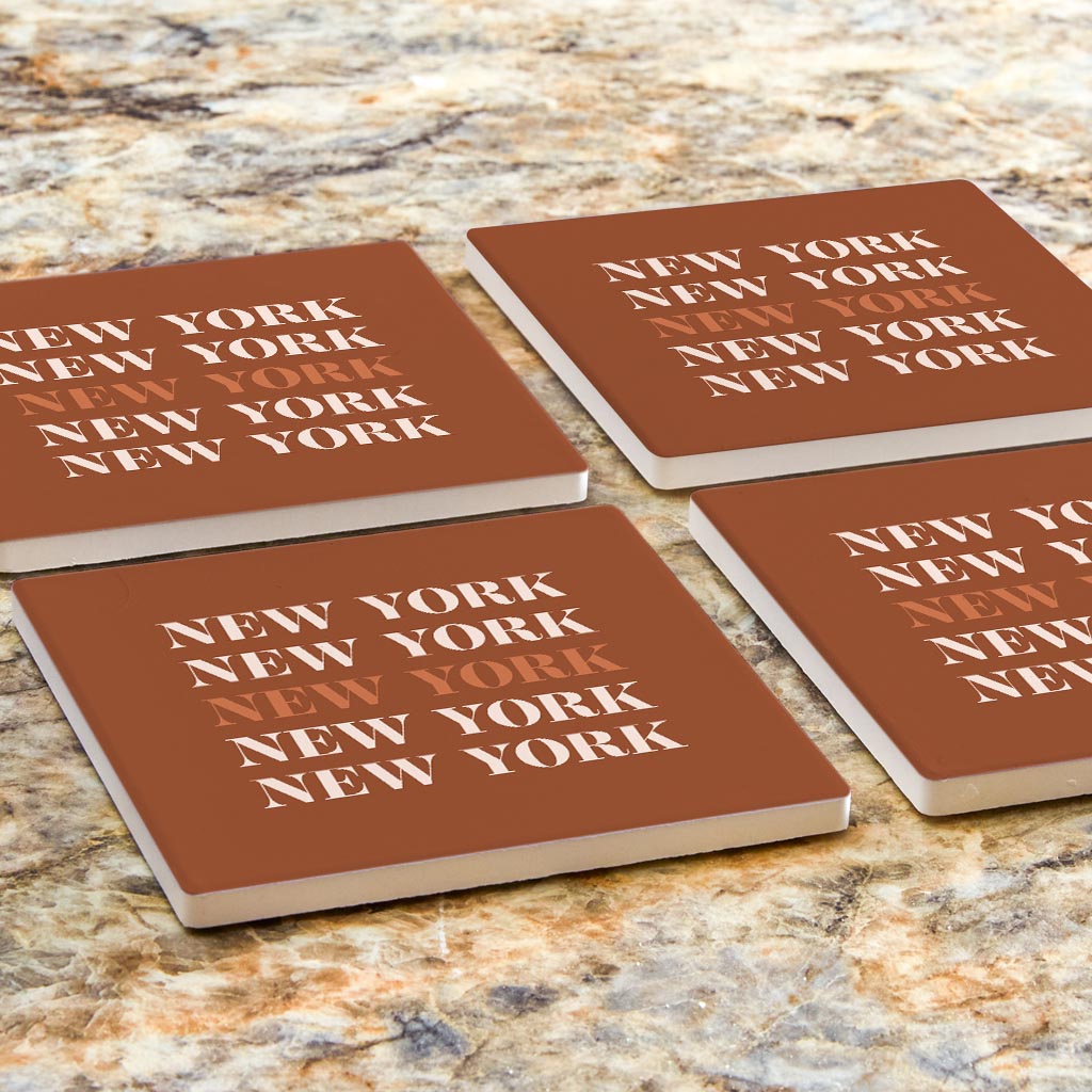 Modern Minimalist New York Repeated Dark | Absorbent Coasters | Set of 4 | Min 2