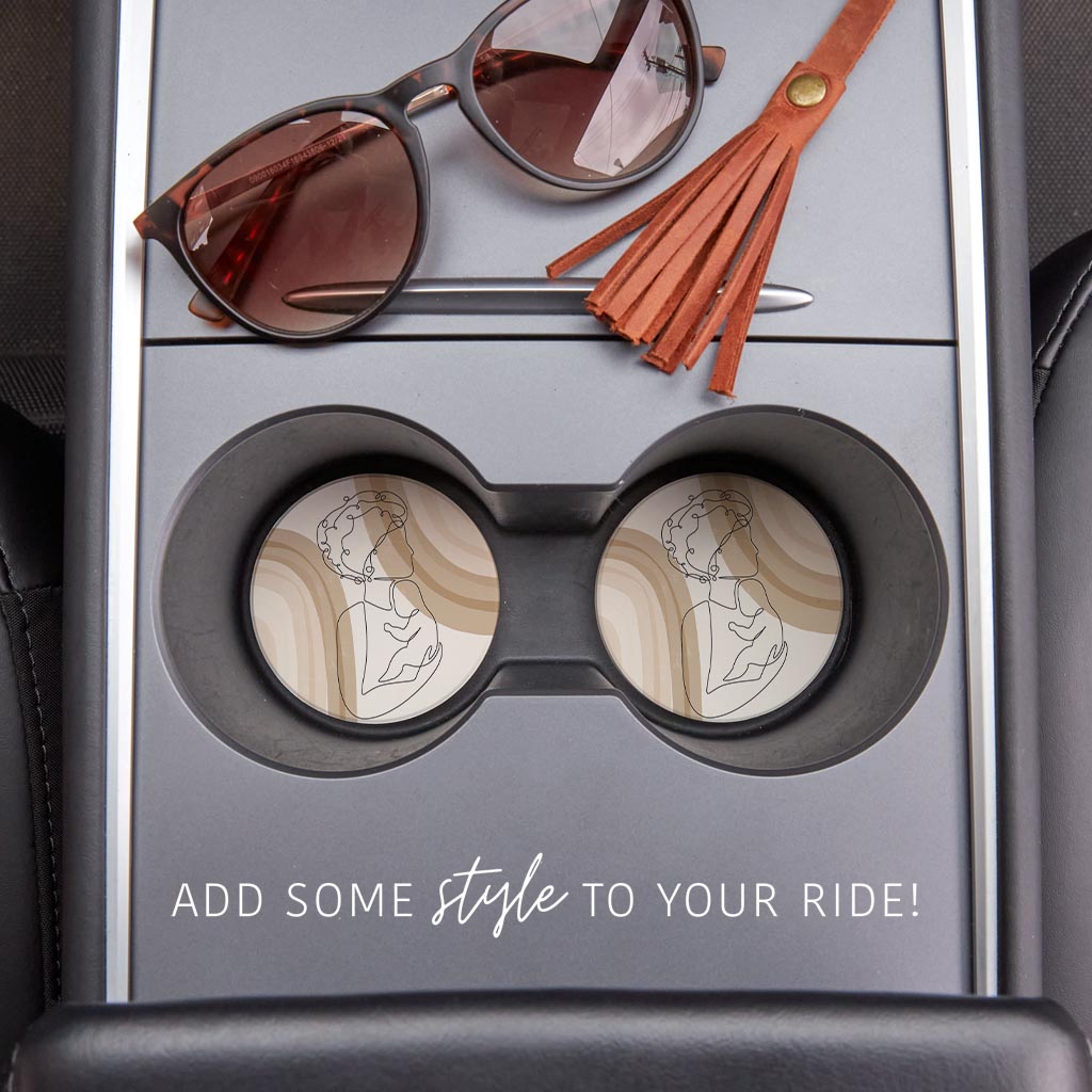 Modern Minimalist Mothers Day Mom Baby | Absorbent Car Coasters | Set of 2 | Min 4