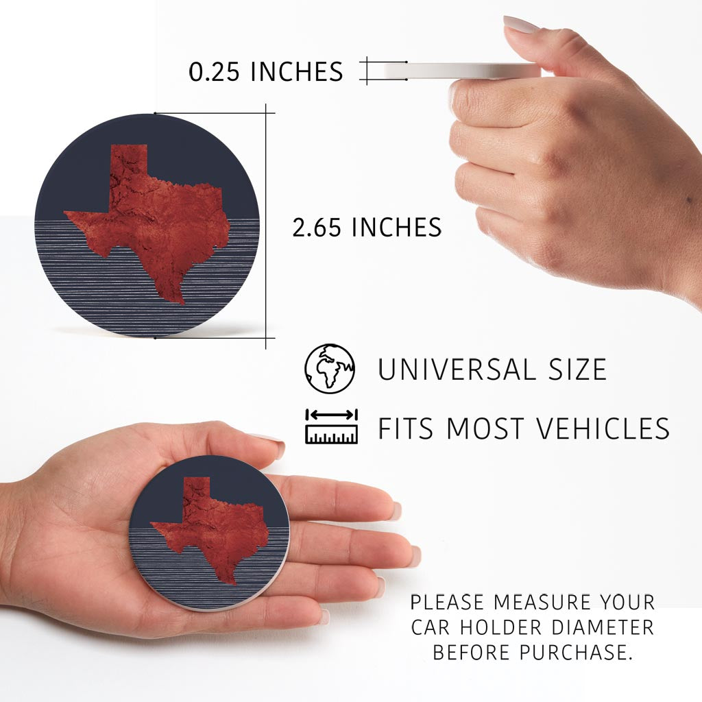 Modern Minimalist Texas Straight Line State Shape| Absorbent Car Coasters | Set of 2 | Min 4