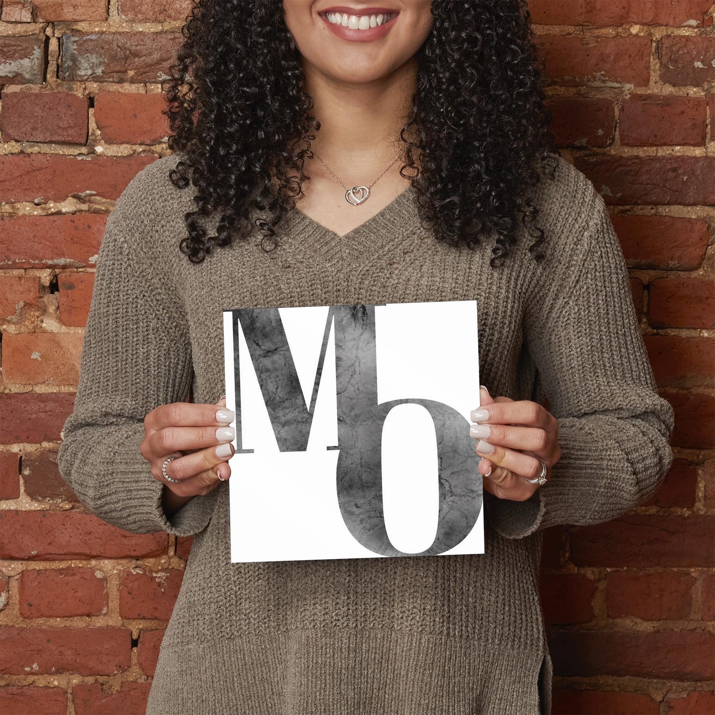 Minimalist B&W Missouri White Initials | Hi-Def Glass Art | Eaches | Min 2