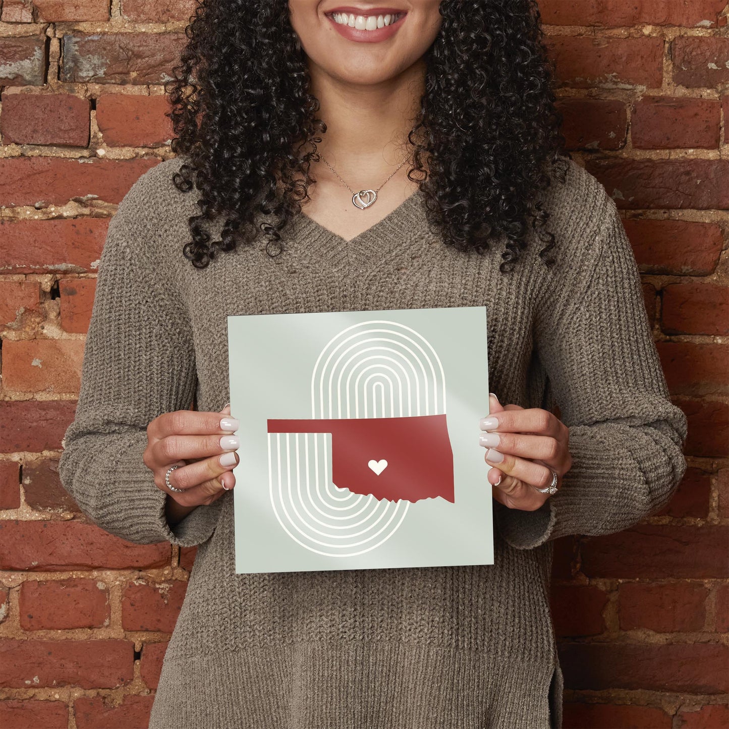 Modern Minimalist Oklahoma Chickasha Heart | Hi-Def Glass Art | Eaches | Min 2