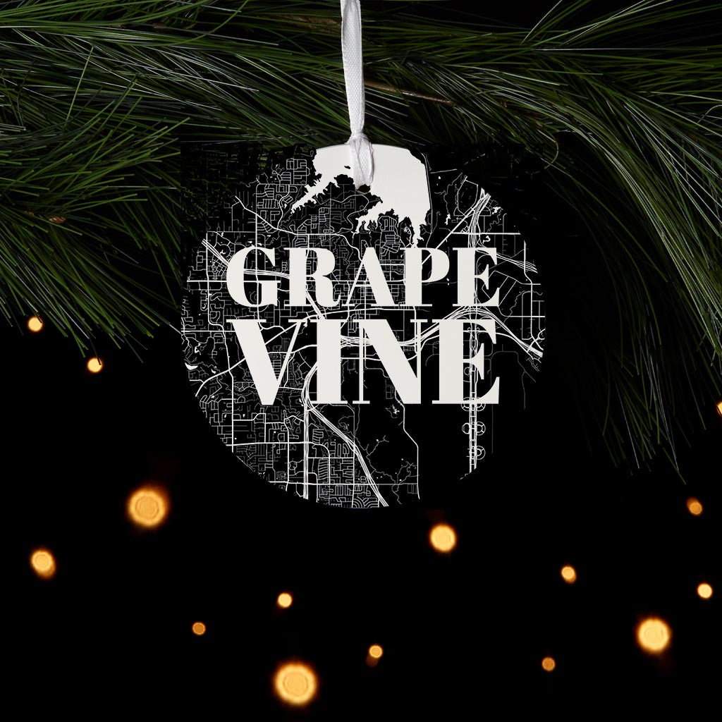 Minimalistic B&W Texas Grapevine Map | Wood Ornament | Eaches | Min 6