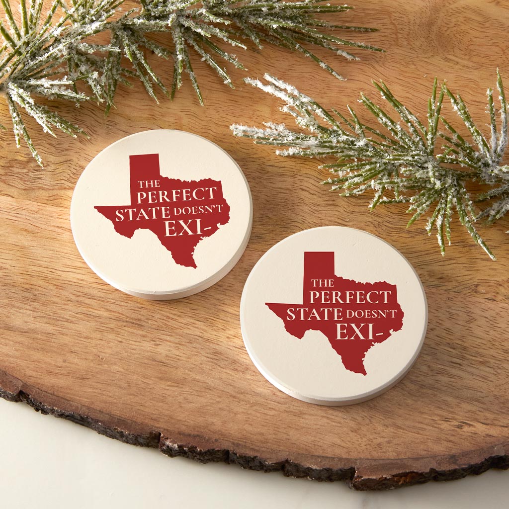 Modern Minimalist Texas Colors Perfect State | Absorbent Car Coasters | Set of 2 | Min 4