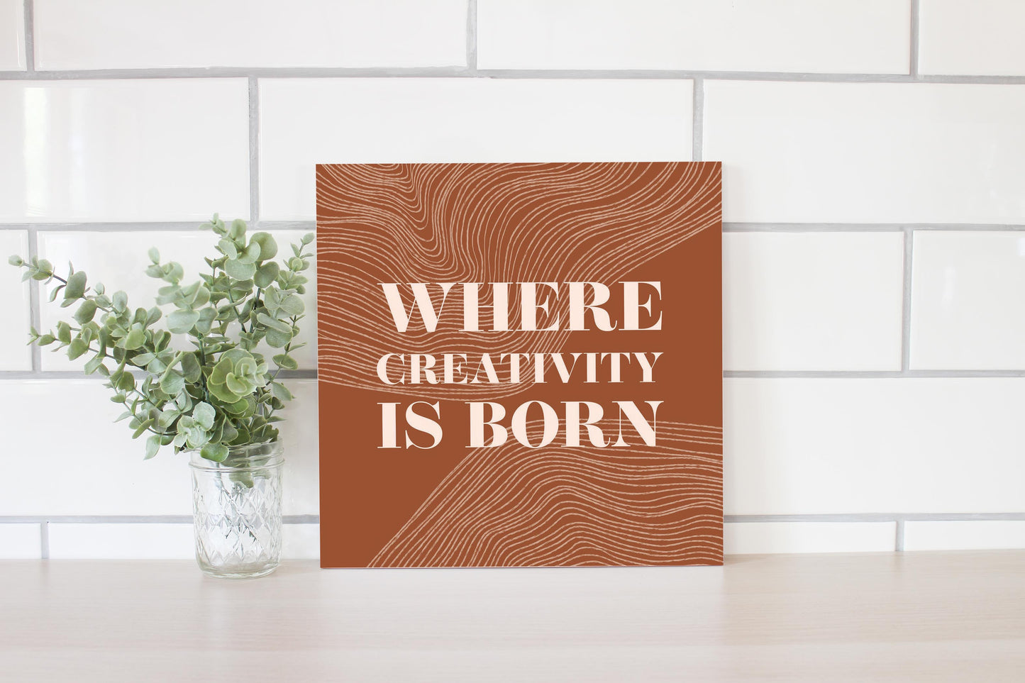 Modern Minimalist New York Creativity Is Born | Wood Sign | Eaches | Min 2