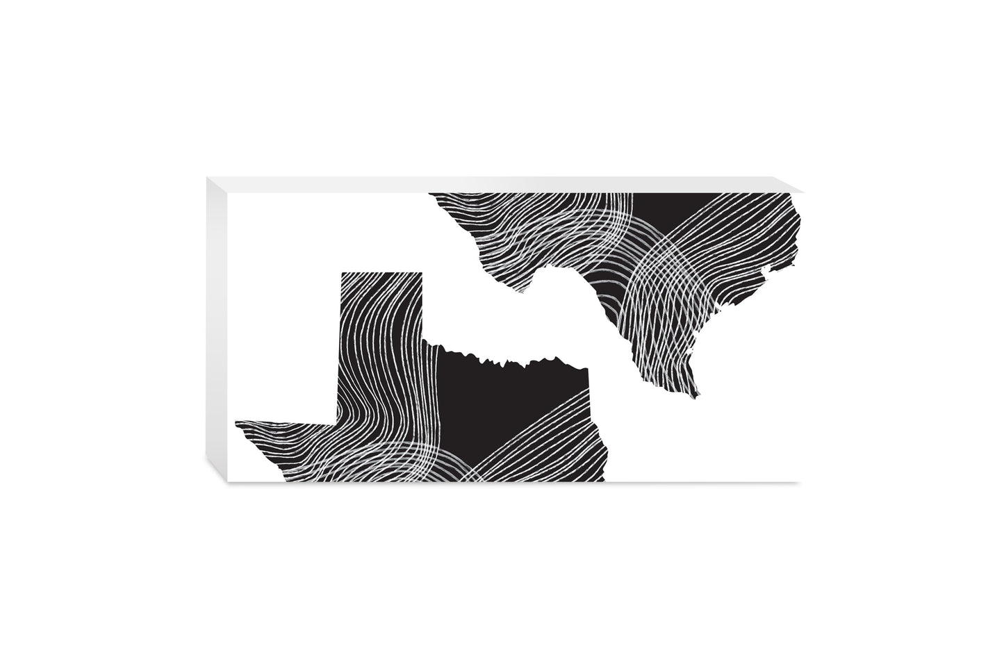 Modern Texas State Shape With Fluid Lines | Wood Block | Eaches | Min 4