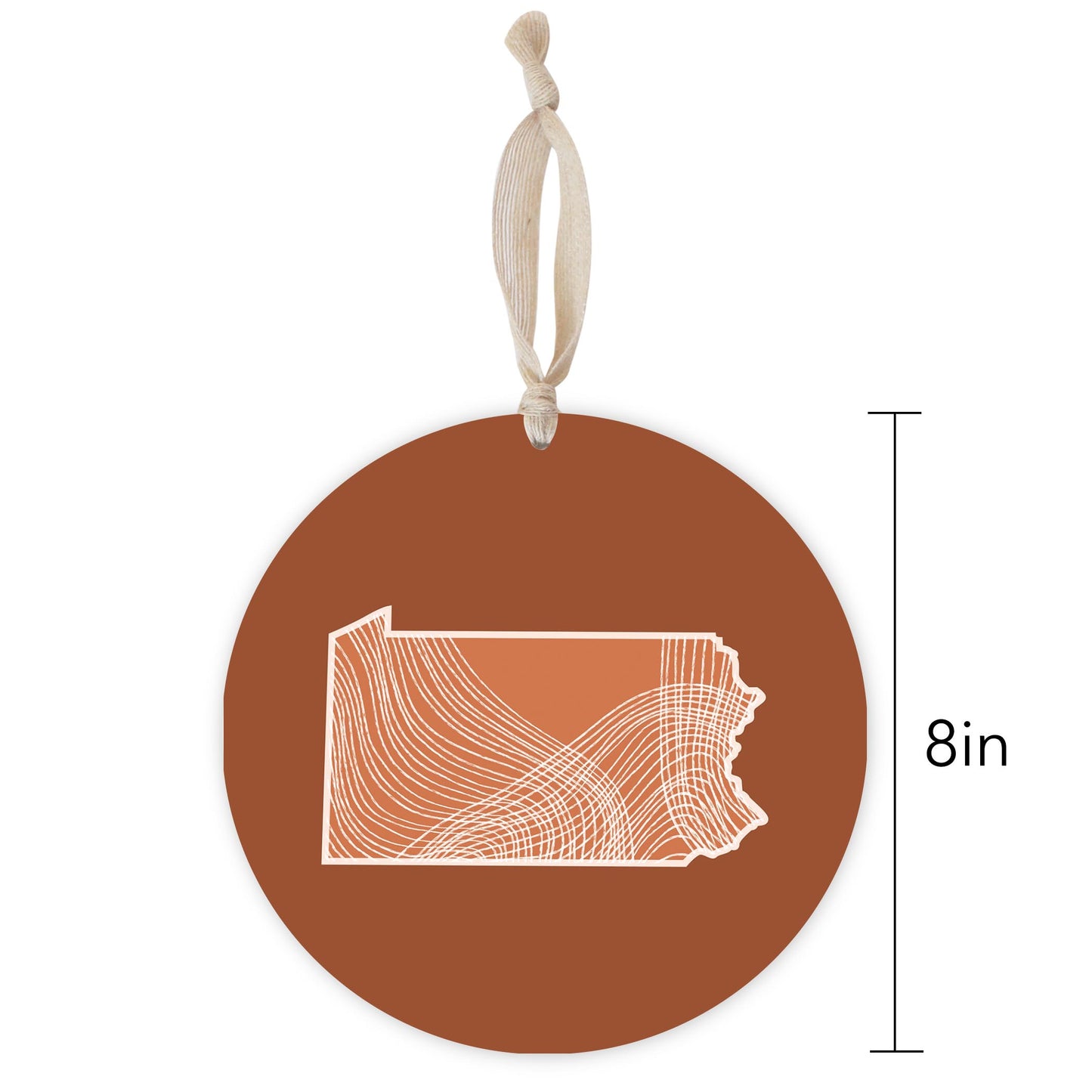Modern Minimalist Pennsylvania State Lines Dark | Wood Ornament | Eaches | Min 1