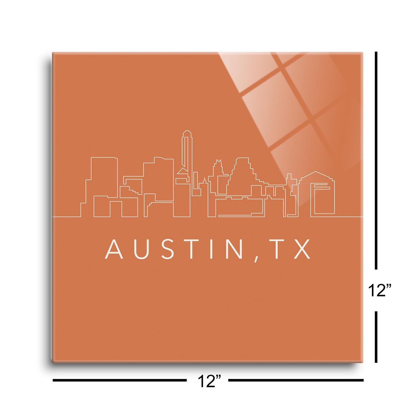 Modern Minimalist Texas Austin Skyline | Hi-Def Glass Art | Eaches | Min 1