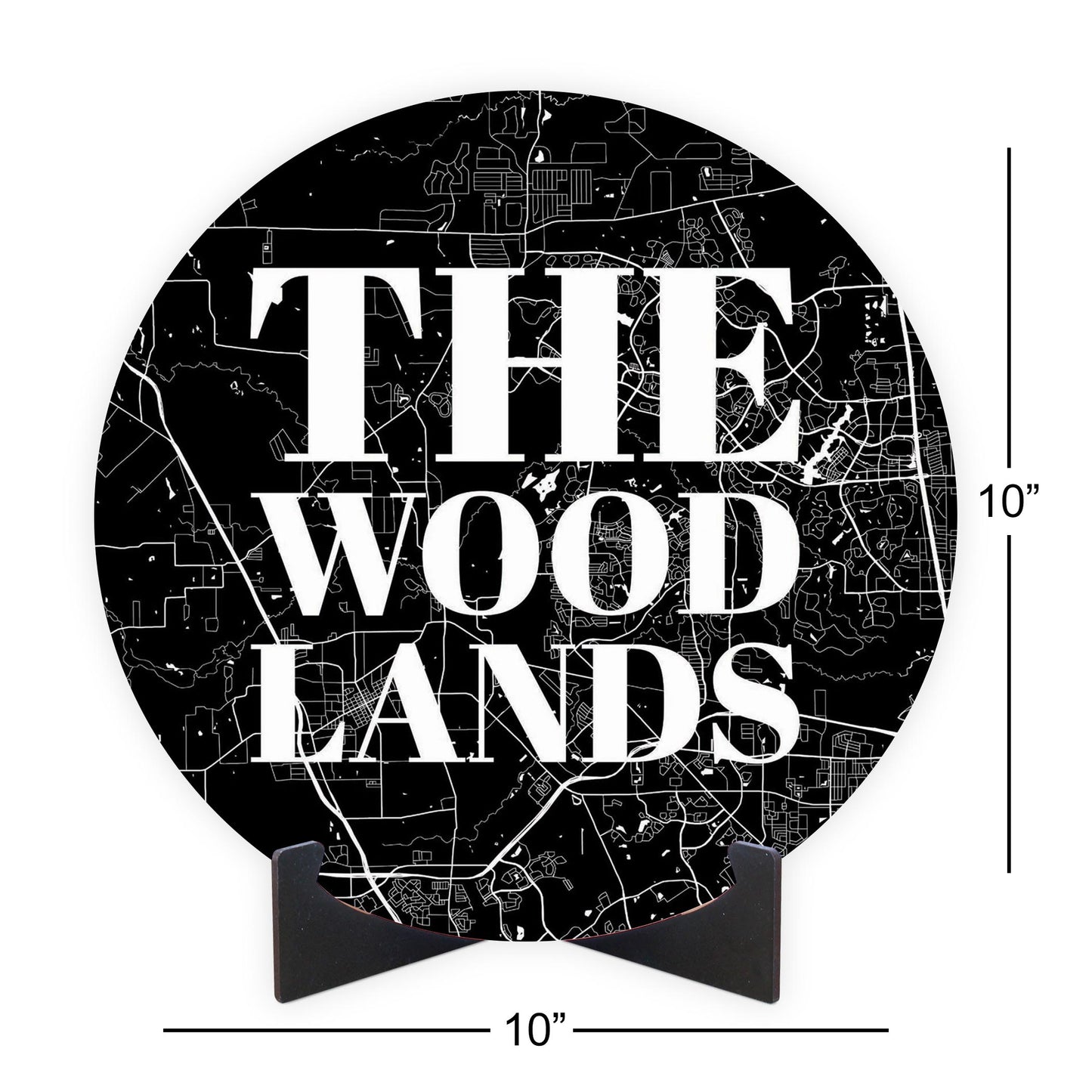 Minimalistic B&W Texas The Woodlands Map | Wood Sign | Eaches | Min 1