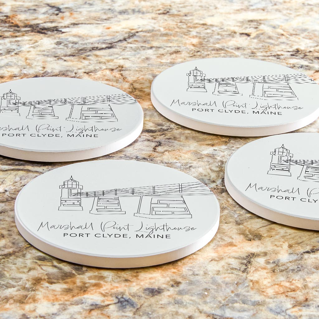 Marshall Point Lighthouse Muted Coastal | Absorbent Coasters | Set of 4 | Min 2