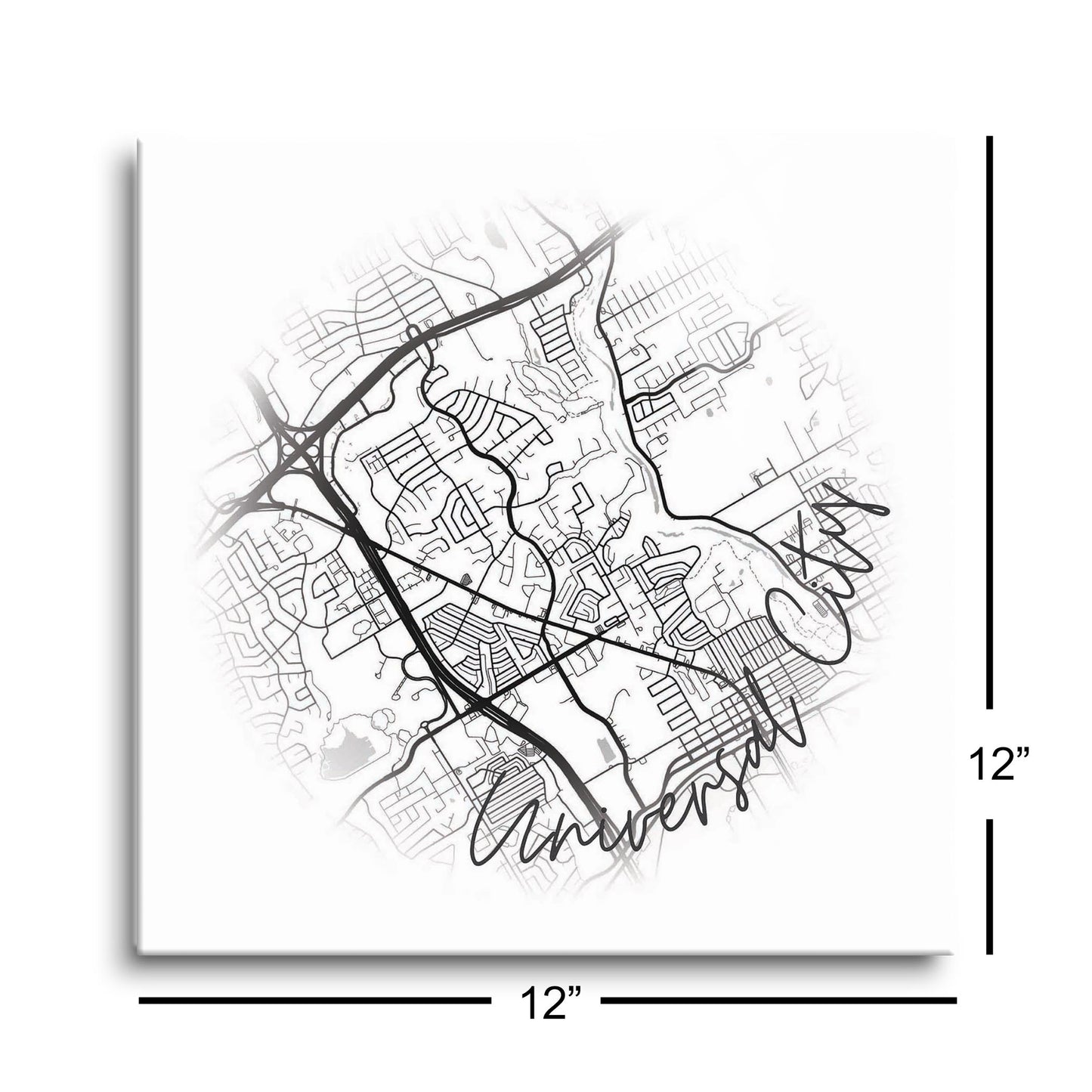 Minimalistic B&W Texas Universal City Circle Map | Hi-Def Glass Art | Eaches | Min 1