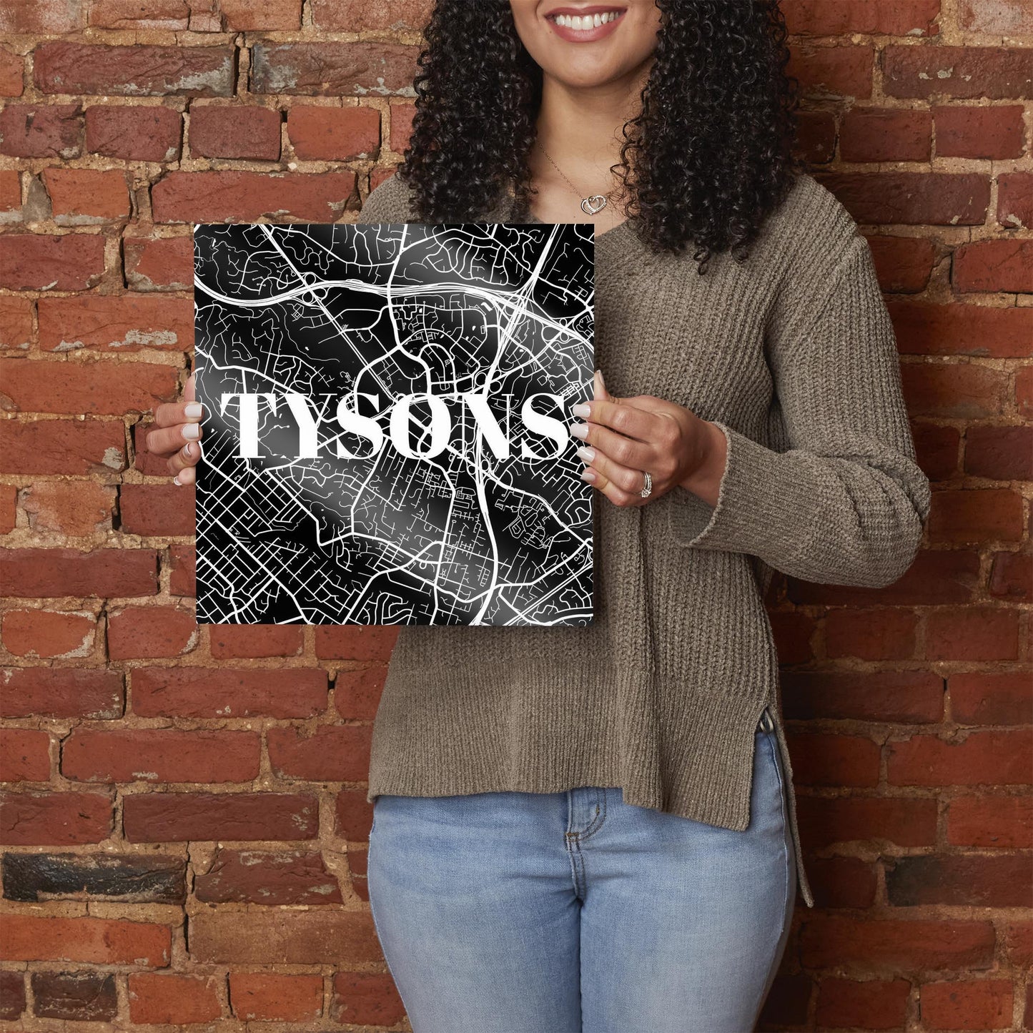 Minimalistic B&W Virginia Tysons Map | Hi-Def Glass Art | Eaches | Min 1