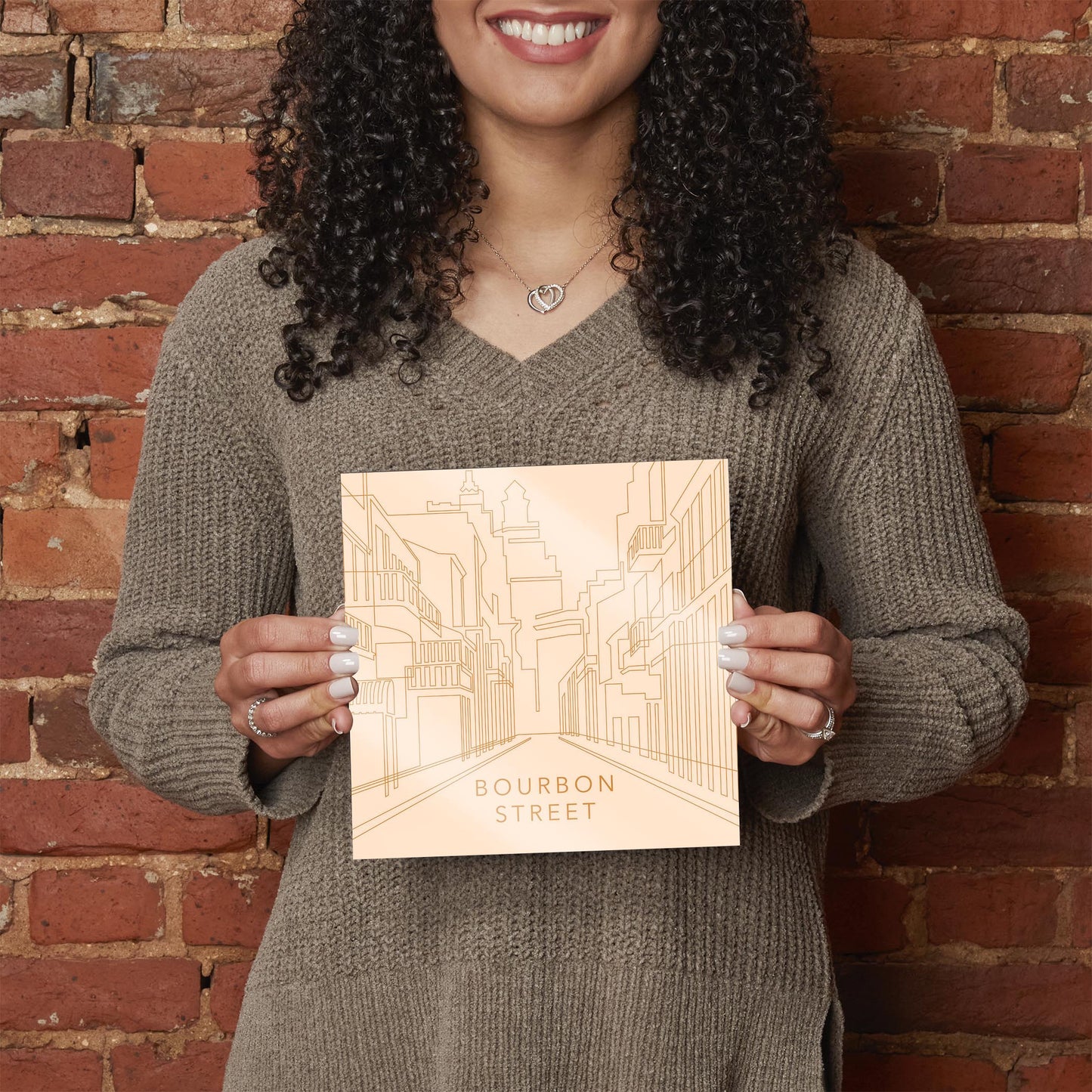 Modern Minimalist Louisiana Bourbon Street Line Drawing | Hi-Def Glass Art | Eaches | Min 2