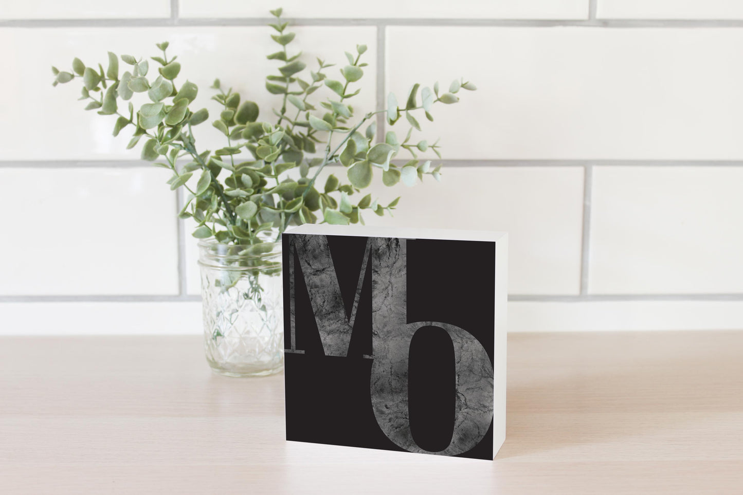 Minimalist B&W Missouri Black Initials | Wood Block | Eaches | Min 4