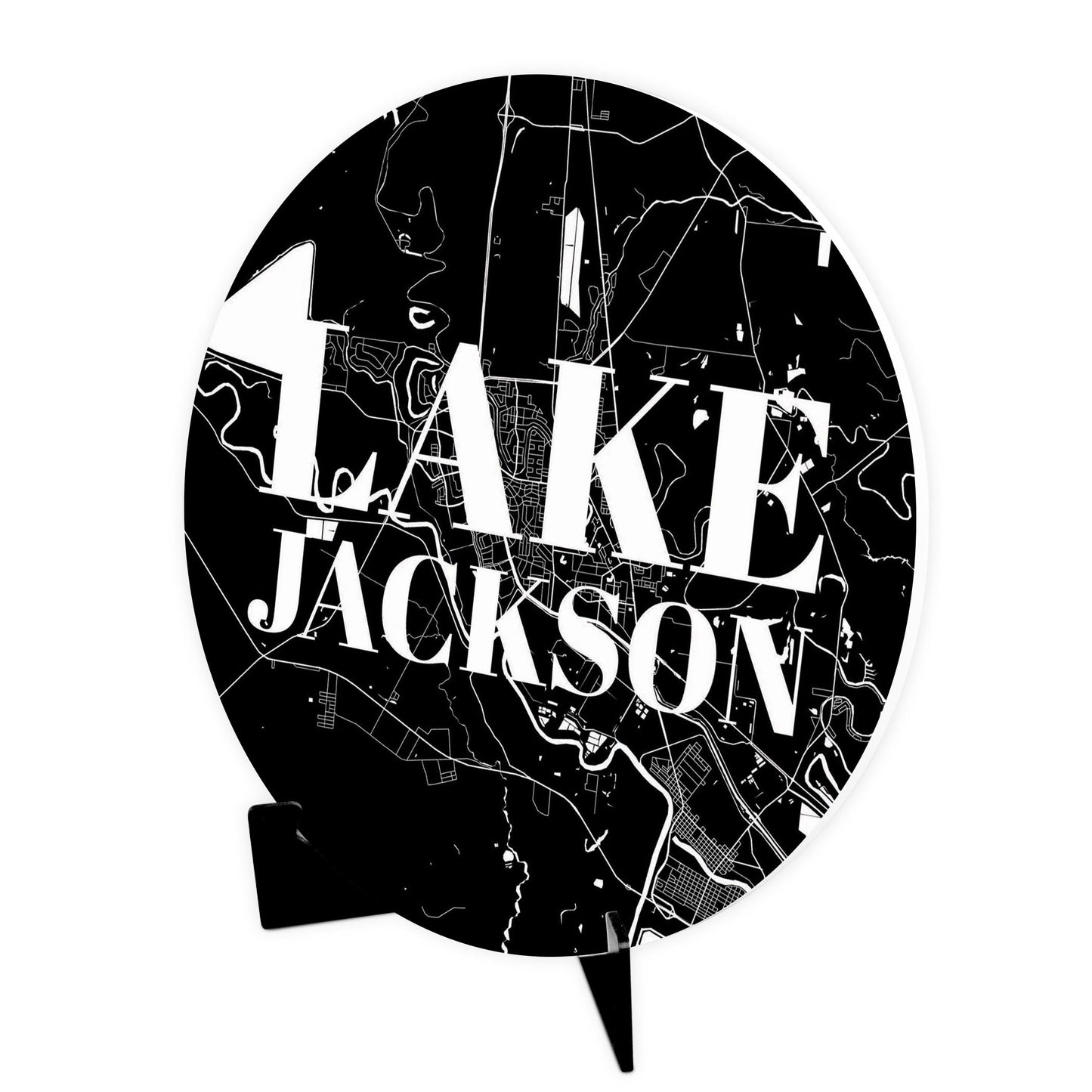 Minimalistic B&W Texas Lake Jackson Map | Wood Sign | Eaches | Min 1