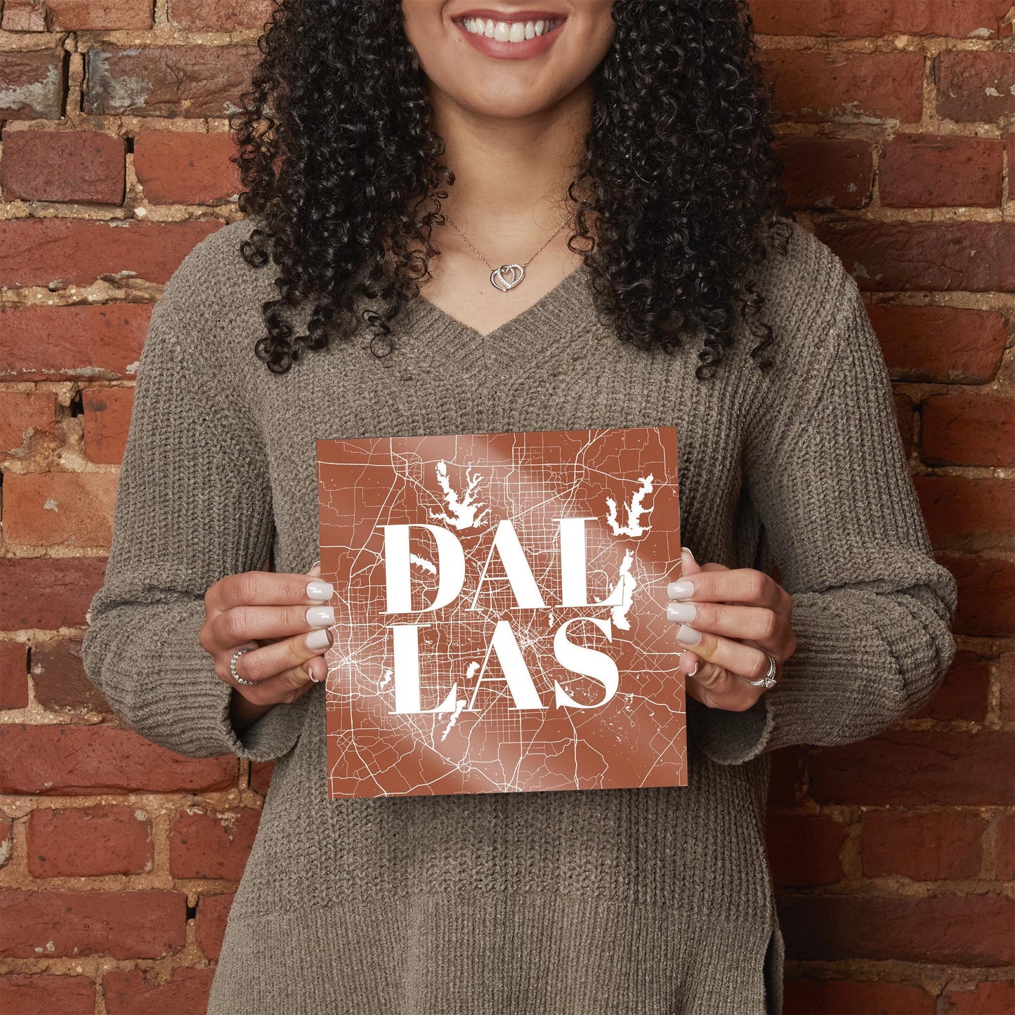 Modern Minimalist Dallas Texas Map | Hi-Def Glass Art | Eaches | Min 2