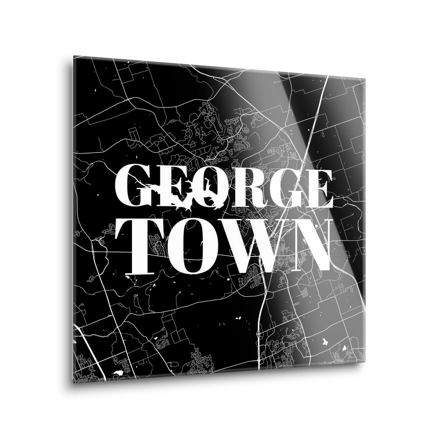 Minimalistic B&W Texas Georgetown Map | Hi-Def Glass Art | Eaches | Min 1