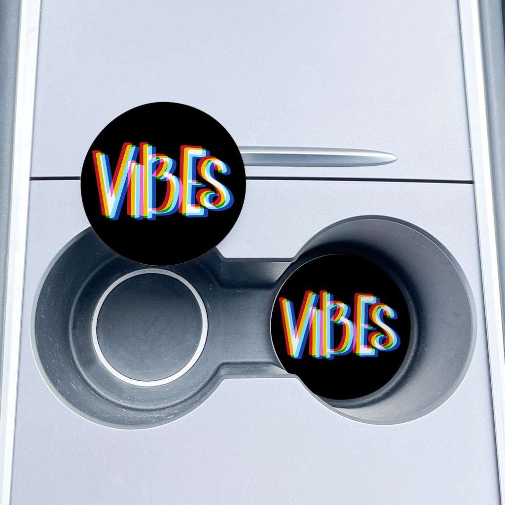 Funky Vibes Illusion In Black | Absorbent Car Coasters | Set of 2 | Min 4