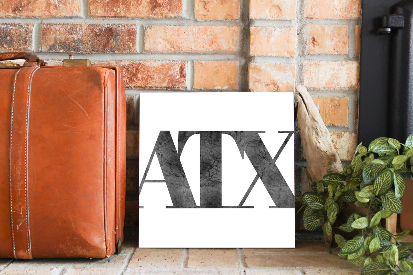 Minimalistic B&W Texas Austin White Initials | Wood Sign | Eaches | Min 2