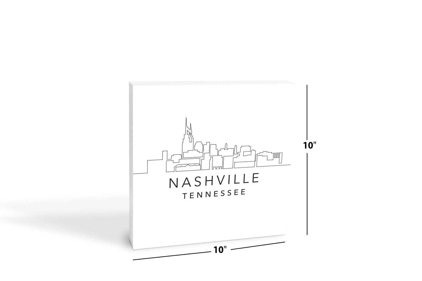 Minimalist B&W Tennessee Nashville Skyline | Wood Block | Eaches | Min 2