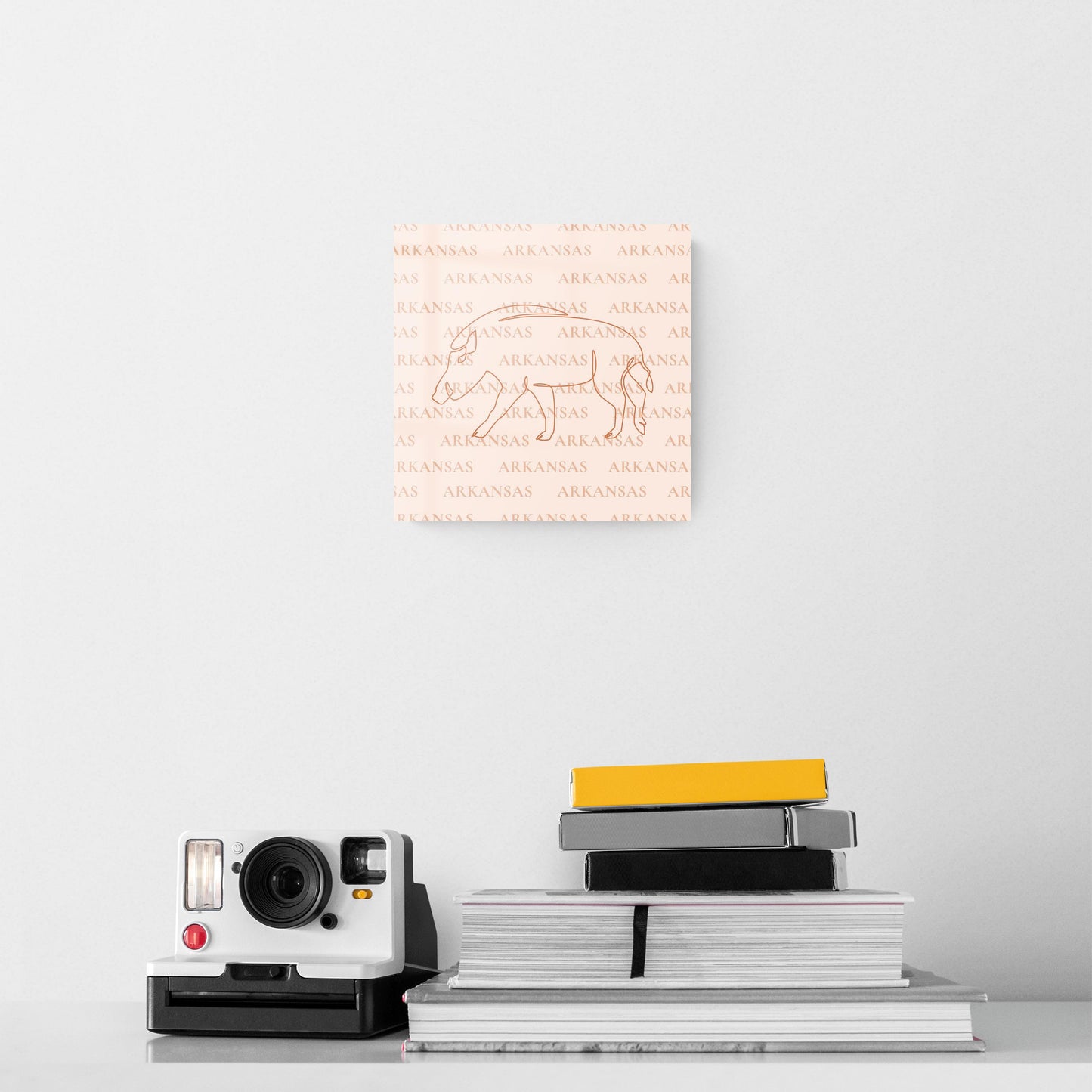 Modern Minimalist Arkansas Hog Line Drawing | Hi-Def Glass Art | Eaches | Min 2