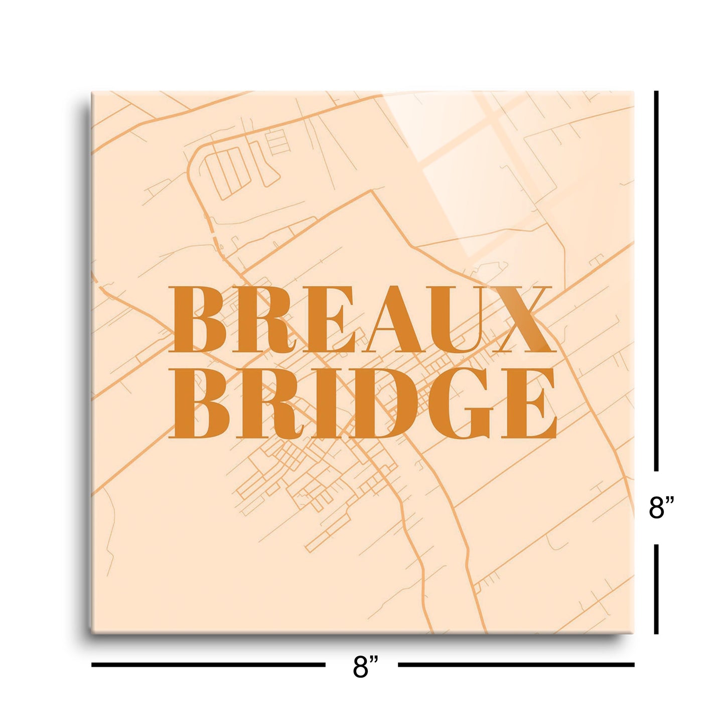 Modern Minimalist Louisiana Breaux Bridge Map | Hi-Def Glass Art | Eaches | Min 2