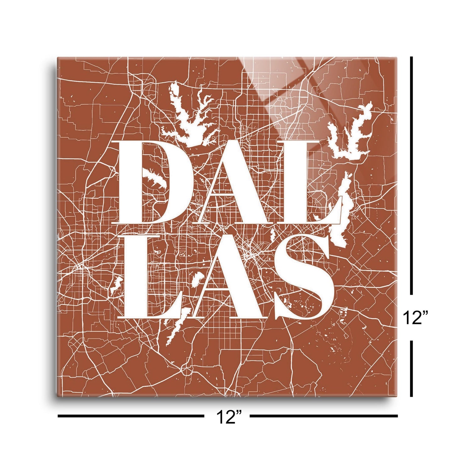 Modern Minimalist Dallas Texas Map | Hi-Def Glass Art | Eaches | Min 1