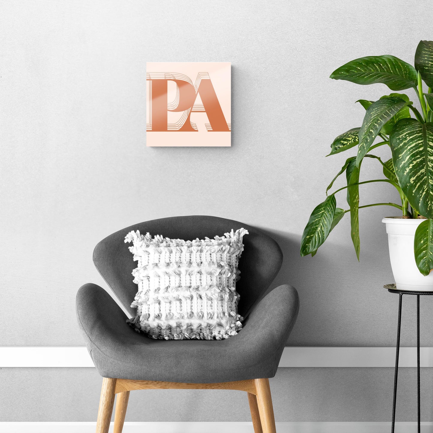 Modern Minimalist Pennsylvania Pa Initials Dark | Hi-Def Glass Art | Eaches | Min 1