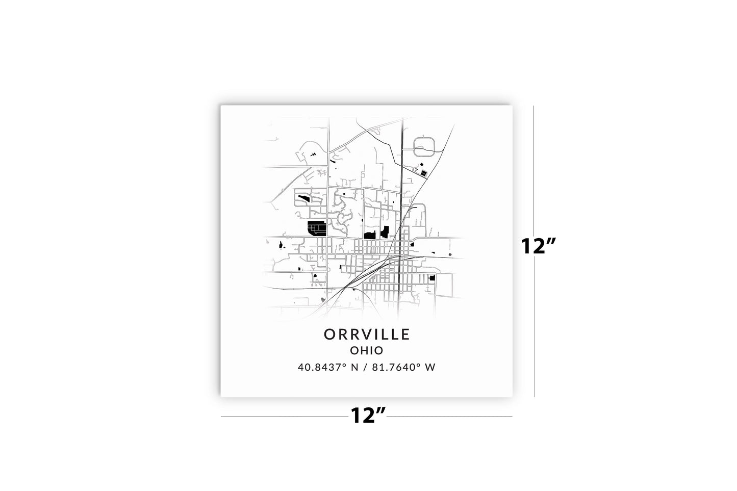 Orrville Oh Minimalistic Map With Coordinates| Wood Sign | Eaches | Min 2