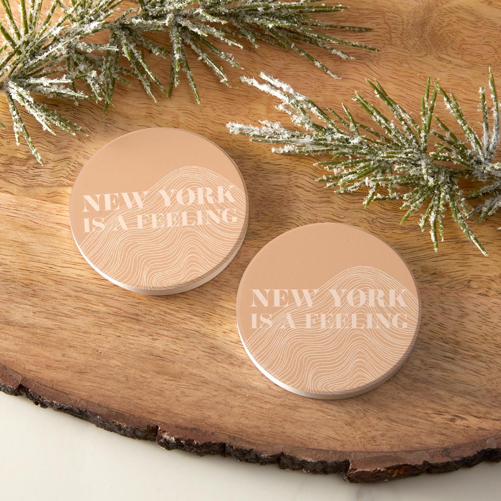 Modern Minimalist New York Is A Feeling | Absorbent Car Coasters | Set of 2 | Min 4