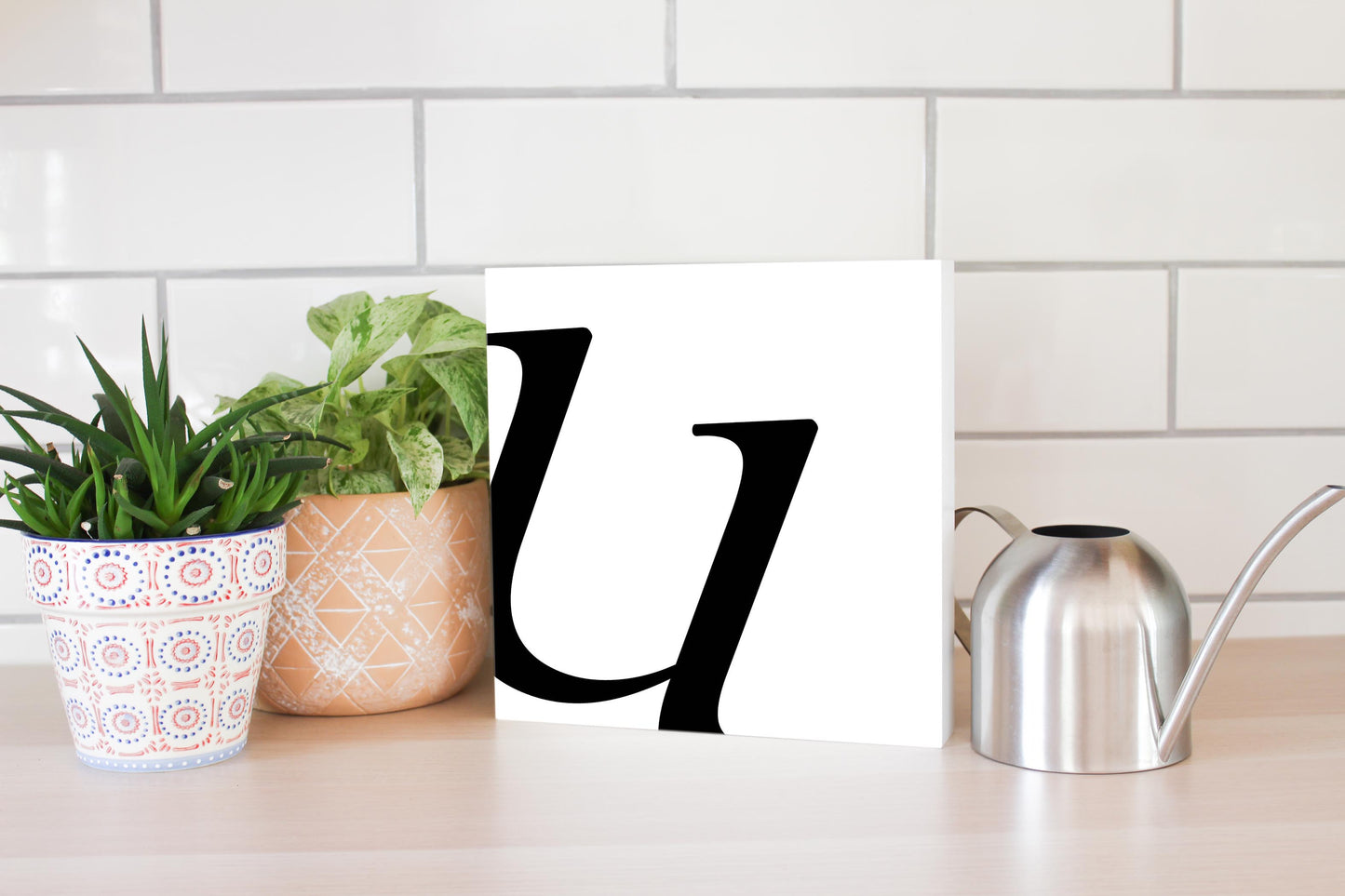 Minimal Monogram U | Wood Block | Eaches | Min 2