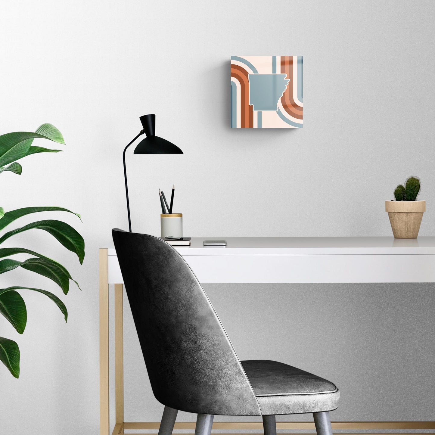 Modern Minimalist Arkansas Retro State Shape | Hi-Def Glass Art | Eaches | Min 2