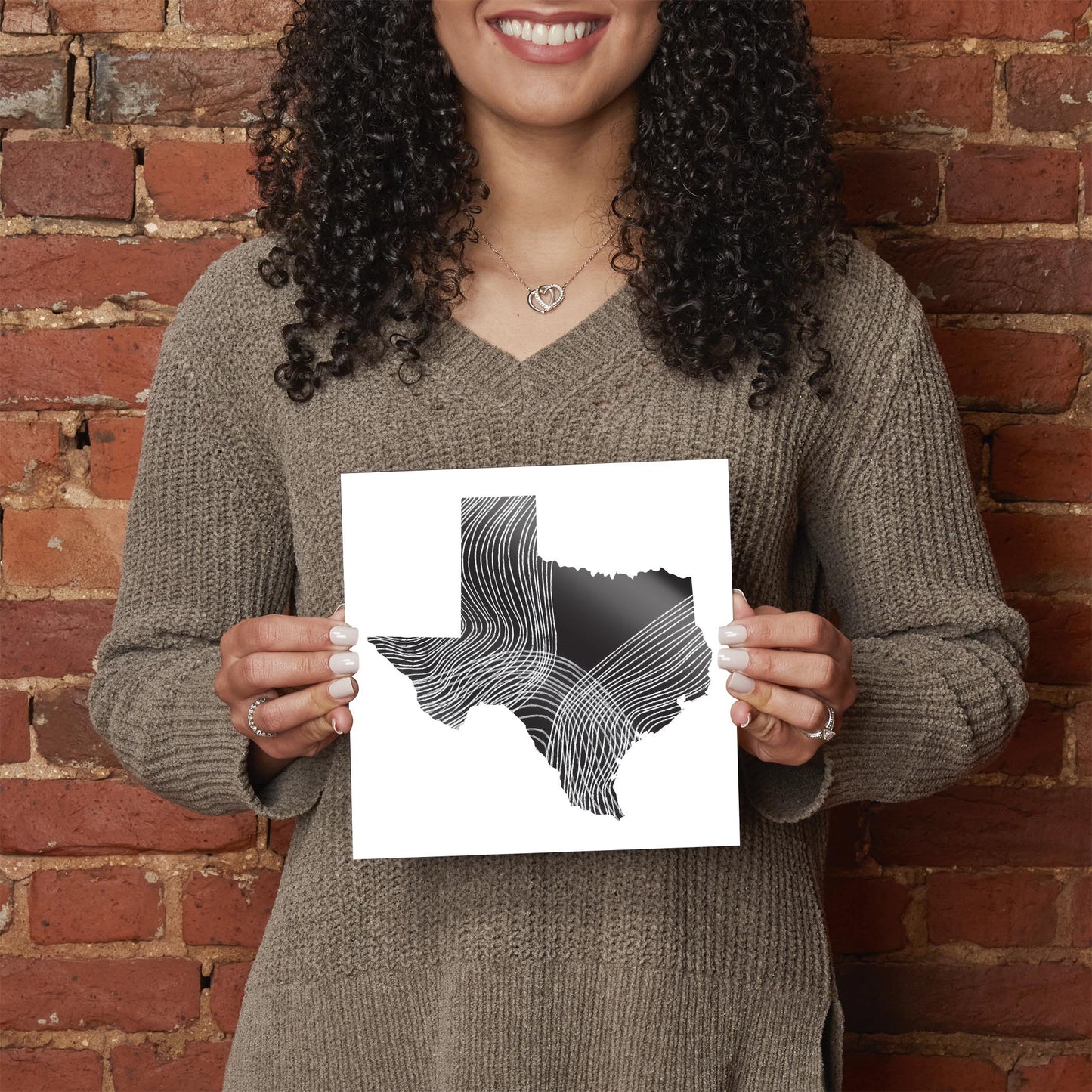 Modern Texas State Shape With Fluid Lines | Hi-Def Glass Art | Eaches | Min 2
