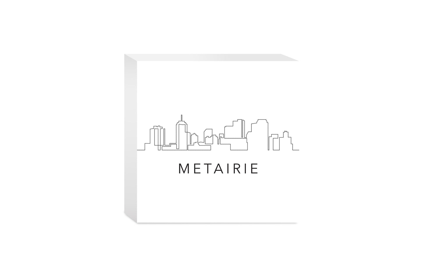 Modern Louisiana Metairie City Line Drawing | Wood Block | Eaches | Min 4
