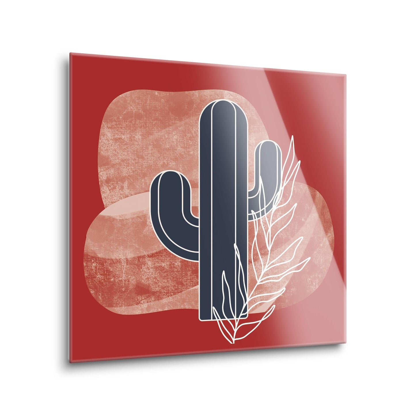 Modern Minimalist Texas Colors Cactus | Hi-Def Glass Art | Eaches | Min 1