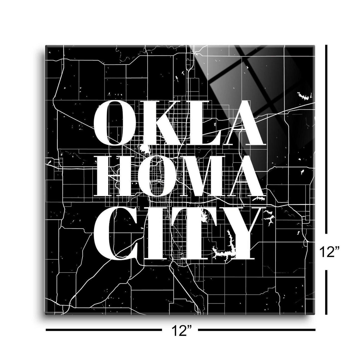 Modern Oklahoma City Map | Hi-Def Glass Art | Eaches | Min 1
