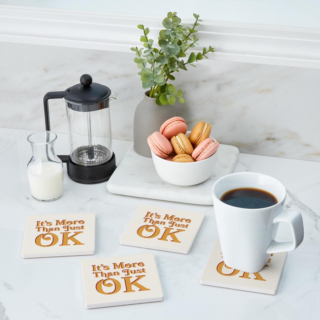 Modern Minimalist Oklahoma More Than Just Ok | Absorbent Coasters | Set of 4 | Min 2