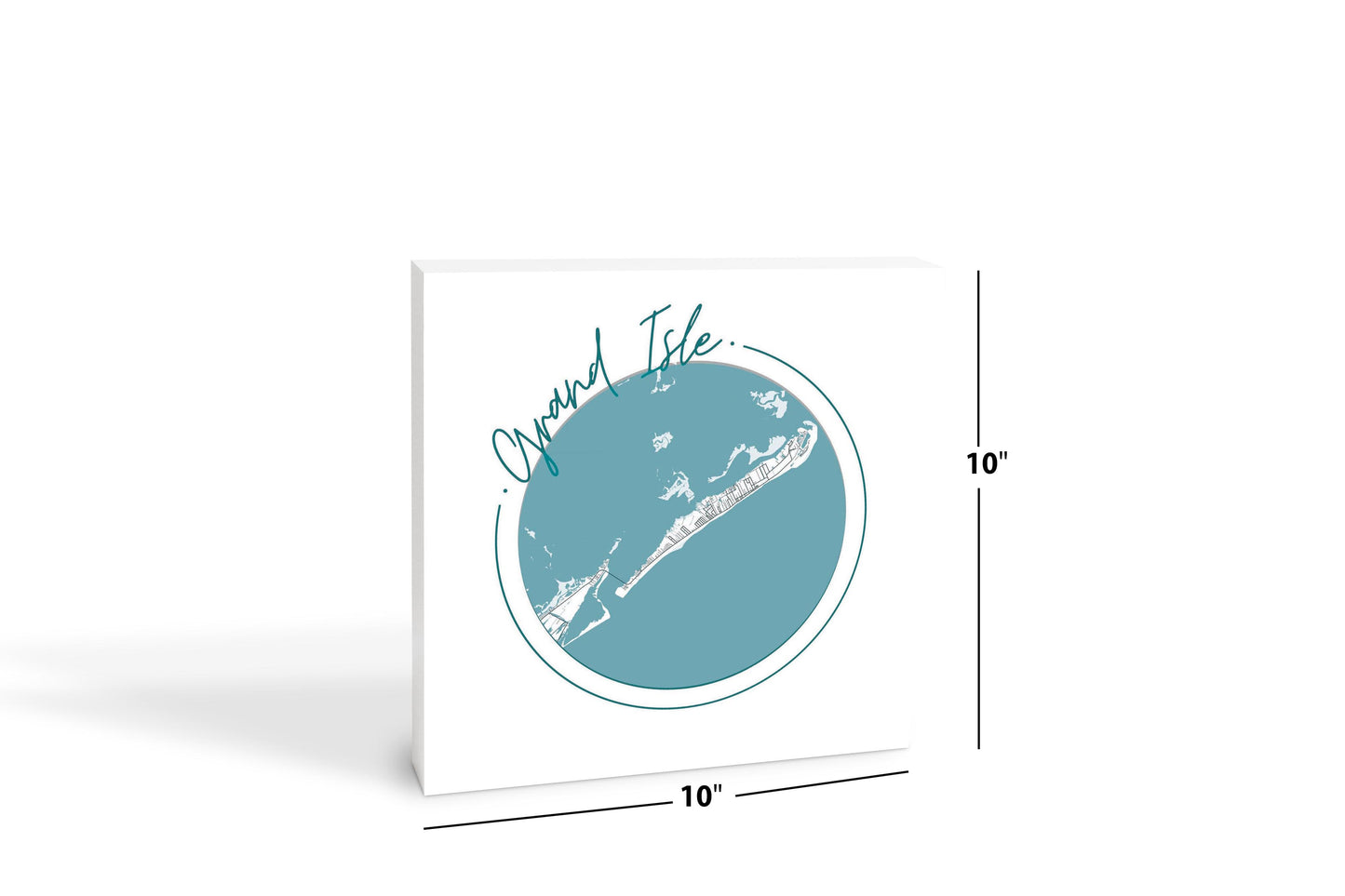 Blue White Grand Isle Circle Map | Wood Block | Eaches | Min 2