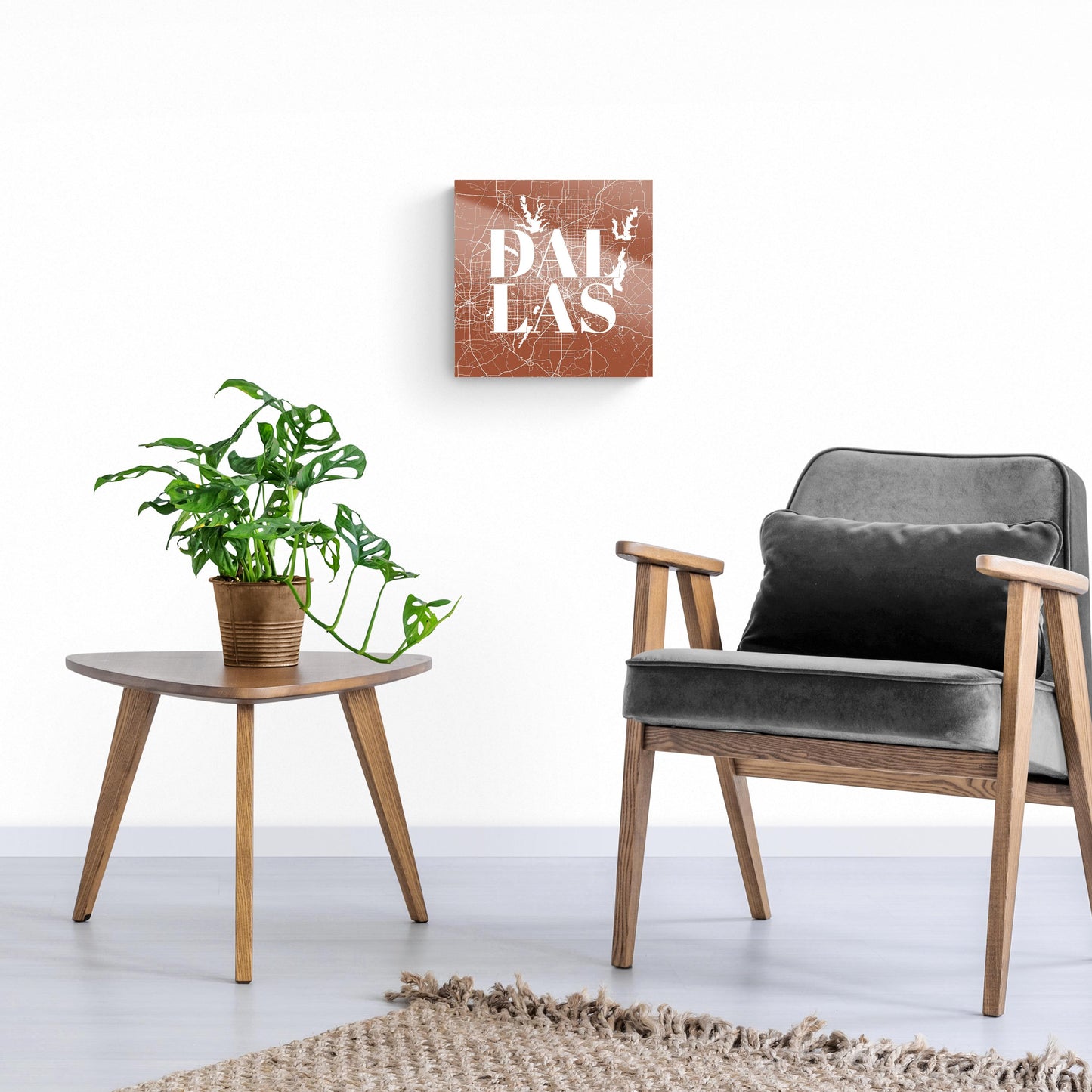 Modern Minimalist Dallas Texas Map | Hi-Def Glass Art | Eaches | Min 1
