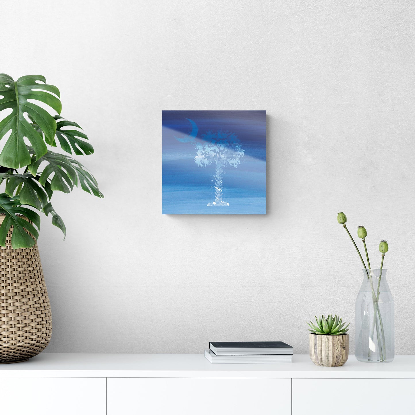 South Carolina Blue Water Color Palm Trees | Hi-Def Glass Art | Eaches | Min 1