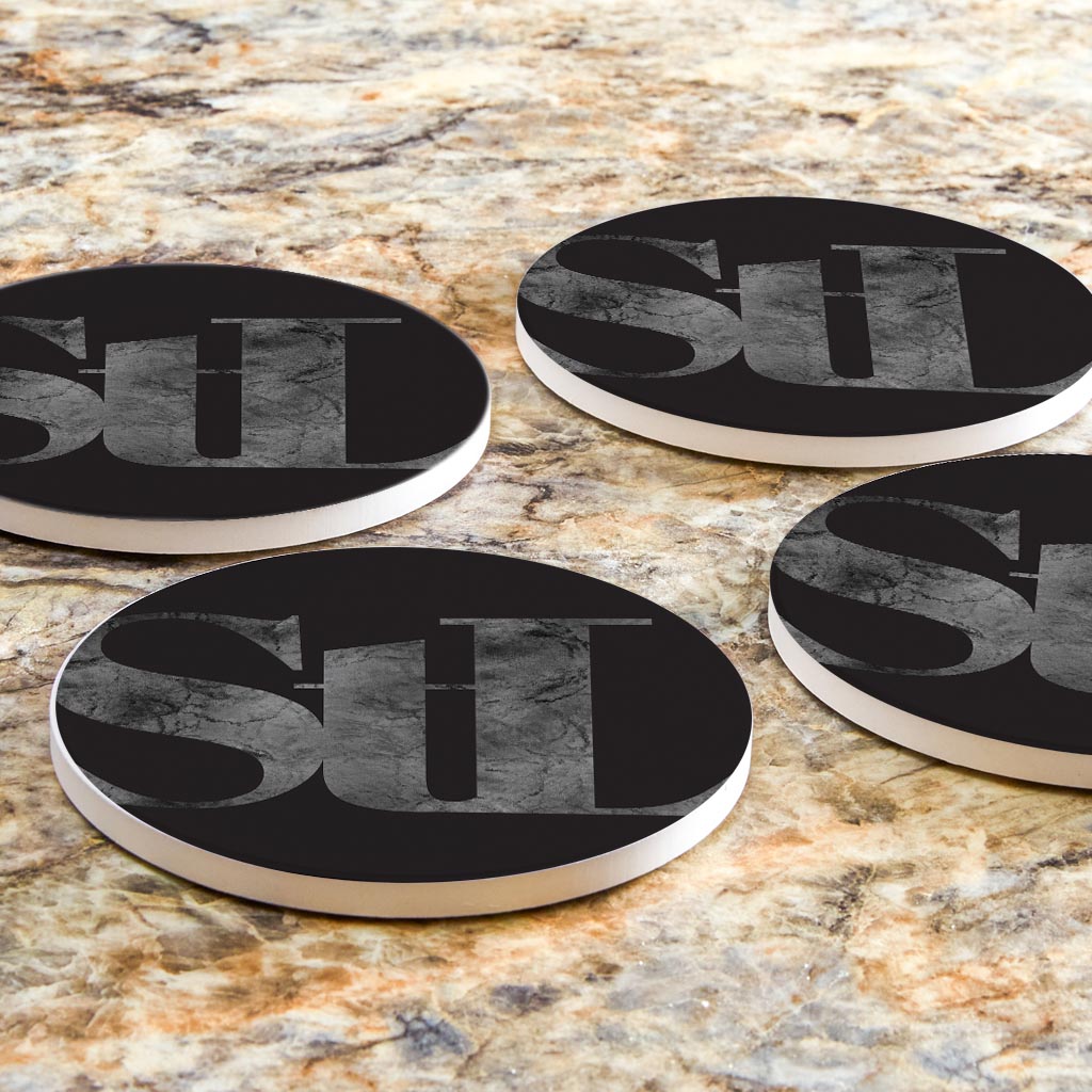 Minimalist B&W Missouri St Louis Black Initials | Absorbent Coasters | Set of 4 | Min 2