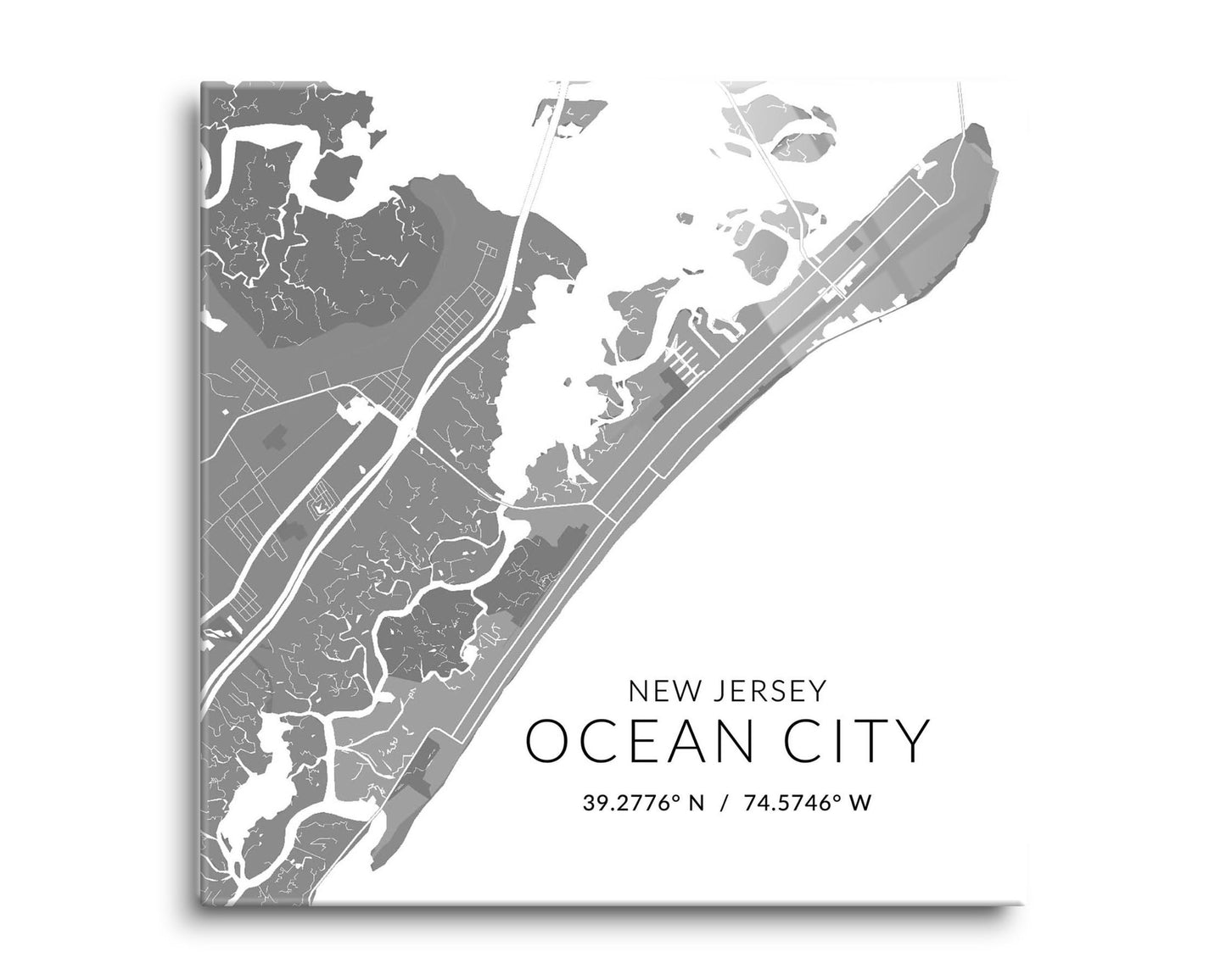 Ocean City Nj Minimalistic Map With Coordinates | Hi-Def Glass Art | Eaches | Min 2