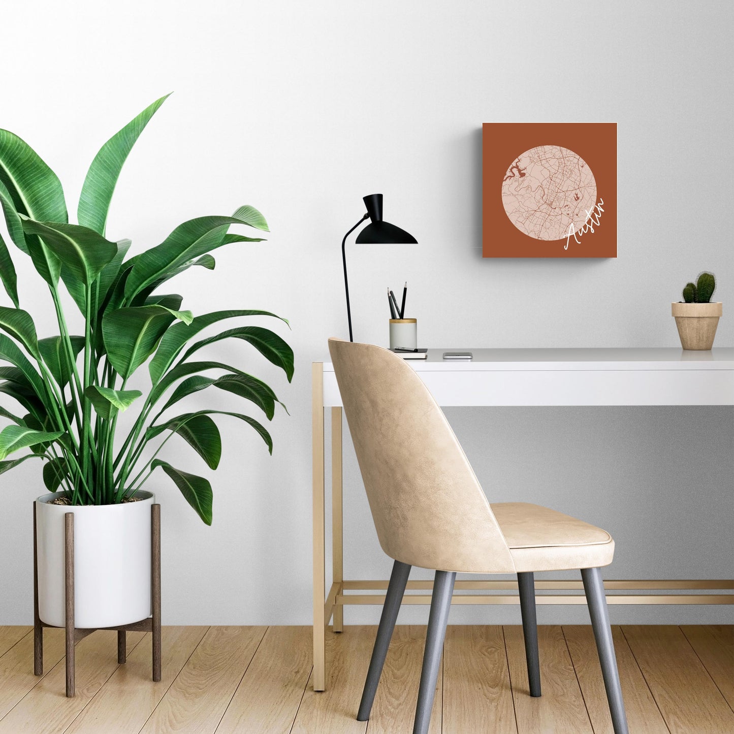 Modern Minimalist Texas Austin Circle Map | Wood Sign | Eaches | Min 2