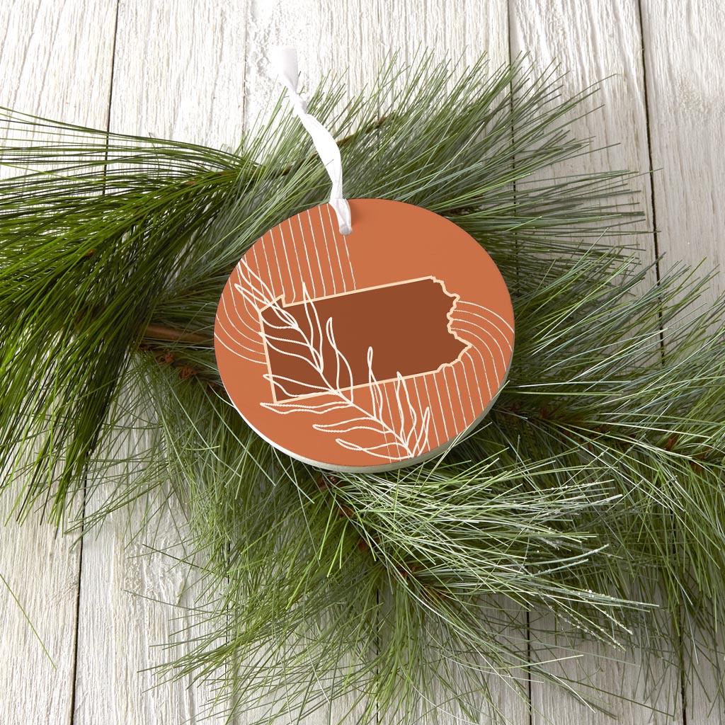 Modern Minimalist Pennsylvania State Leaf| Wood Ornament | Eaches | Min 6